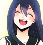  :d aibi12634761 blue_hair closed_eyes facing_viewer gokukoku_no_brynhildr happy kuroha_neko long_hair open_mouth portrait smile solo 