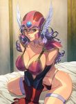  1girl breasts dragon_quest dragon_quest_iii helmet highres homare_(fool&#039;s_art) homare_(fool's_art) large_breasts looking_at_viewer purple_hair soldier_(dq3) 