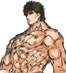  abs black_hair highres hokuto_no_ken kenshirou male_focus manly muscle nameo_(judgemasterkou) scar solo upper_body 