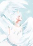  bishoujo_senshi_sailor_moon crescent_moon from_side helios_(sailor_moon) horn lips looking_up male_focus moon pale_color pastellish profile short_hair white white_hair white_wings wings 