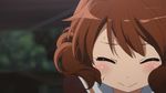  1girl animated animated_gif brown_eyes brown_hair hibike!_euphonium lowres oumae_kumiko school_uniform screencap serafuku short_hair solo swirly_eyes wavy_hair 