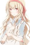  apron bad_id bad_pixiv_id blonde_hair blue_dress blush dress hair_rings hiro_(hirohiro31) jacket kagerou_project kozakura_marry long_hair open_clothes open_mouth red_eyes solo very_long_hair 