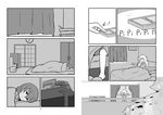  bed cellphone chobii_(hamgyomu) clock comic computer greyscale highres maribel_hearn monochrome multiple_girls no_hat no_headwear phone silent_comic touhou tree usami_renko 