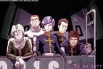  5boys blonde_hair brown_hair char_aznable garma_zabi gundam mask military_uniform mobile_suit_gundam multiple_boys pilot_suit purple_hair uniform 