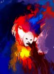  abstract colorful deemo highres looking_at_viewer mask masked_lady_(deemo) r_tong solo tears 