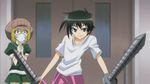  1boy 1girl animated animated_gif black_hair gakuran kumagawa_misogi medaka_box school_uniform screw surgical_mask when_you_see_it 