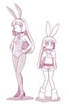  :o ;( animal_ears artist_request bangs bare_shoulders blunt_bangs blush bunny_ears bunny_girl bunnysuit collarbone fake_animal_ears fishnet_pantyhose fishnets full_body gloves hairband hand_on_hip highres long_hair multiple_girls pantyhose parted_lips paw_gloves paw_shoes paws shoes simple_background standing white_background wrist_cuffs 
