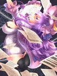  bad_id bad_pixiv_id black_legwear book crescent crescent_hair_ornament demekyon hair_ornament hat long_hair magic_circle pages patchouli_knowledge purple_eyes purple_hair solo touhou very_long_hair 