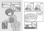  bowl cereal chobii_(hamgyomu) comic computer cup english food greyscale highres maribel_hearn milk monochrome mug multiple_girls no_hat no_headwear silent_comic television toast touhou usami_renko 