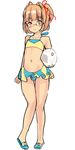  androgynous bad_id bad_pixiv_id ball bikini bulge coin_rand crossdressing full_body glasses looking_at_viewer male_focus navel original otoko_no_ko pigeon-toed sandals simple_background sketch solo swimsuit thigh_gap white_background 