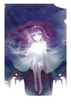  crown deemo dress expressionless floating_hair girl_(deemo) highres long_hair looking_at_viewer magnolia_(deemo) shokujin_hatefukuchuu sitting solo tombstone very_long_hair 