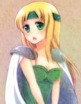  bad_id bad_pixiv_id blonde_hair blush breasts cape celes_chere final_fantasy final_fantasy_vi green_eyes green_leotard large_breasts leotard long_hair solo utami 