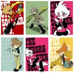  60s 70s 80s cyborg cyborg_009 gun jet_link male_focus multiple_boys oldschool scarf shimamura_joe usshi weapon 