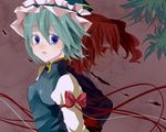  blue_eyes green_hair hat legomaru multiple_girls onozuka_komachi red_eyes red_hair ribbon shiki_eiki short_hair touhou 