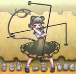  animal_ears basket grey_hair jikan_harushoku mouse mouse_ears mouse_tail nazrin red_eyes short_hair solo tail touhou 