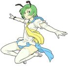  antennae blue_sailor_collar blue_skirt boots cosplay gloves green_hair highres mushihime-sama parody pun reco reco_(cosplay) sa_(s610910) sailor_collar sketch skirt solo thigh_boots thighhighs touhou wriggle_nightbug 