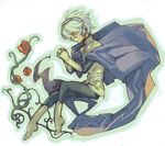  bad_id bad_pixiv_id boots cape closed_eyes flower headset male_focus praying rose soldier_blue solo toward_the_terra 