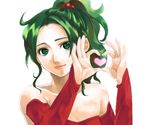  bad_id bad_pixiv_id bare_shoulders detached_sleeves elbow_gloves final_fantasy final_fantasy_vi gloves green_eyes green_hair heart heart_hands lips lipstick makeup nose ponytail smile solo tina_branford yugoromo 