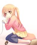  bad_id bad_pixiv_id blonde_hair computer kazakura laptop mouse_(computer) original solo 