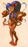  alternate_color animal_ears bangs bengus bent_over big_hair blue_eyes blue_hair breasts cat_ears cat_paws cat_tail claws dark_skin felicia fur hand_on_hip highres light_smile long_hair looking_away marvel_vs._capcom marvel_vs._capcom_2 medium_breasts official_art paw_pose paws sidelocks simple_background slit_pupils smile solo standing tail vampire_(game) 