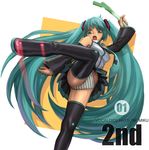  aqua_hair hatsune_miku iyokawa legs long_hair panties solo spring_onion striped striped_panties thighhighs twintails underwear upskirt very_long_hair vocaloid 