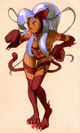  alternate_color animal_ears bangs bengus bent_over big_hair blue_eyes blue_hair breasts cat_ears cat_paws cat_tail claws dark_skin felicia fur hand_on_hip highres light_smile long_hair looking_away marvel_vs._capcom marvel_vs._capcom_2 medium_breasts official_art paw_pose paws sidelocks simple_background slit_pupils smile solo standing tail vampire_(game) 