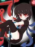  black_hair black_legwear blue_wings dress houjuu_nue red_eyes red_wings ry short_hair snake solo thighhighs touhou wings 