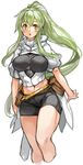  :o belt bike_shorts breasts cropped_legs green_hair high_ponytail large_breasts long_hair looking_at_viewer navel open_mouth original ponytail puffy_short_sleeves puffy_sleeves sachito short_sleeves sidelocks simple_background solo sumi-chan_(sachito) very_long_hair white_background 