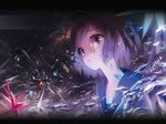  antenna_hair black_hair blue_eyes crying crying_with_eyes_open crystal kaidou_(eden03) open_mouth original planet school_uniform serafuku short_hair short_sleeves solo space star_(sky) surreal tears upper_body 