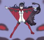  ahoge bakanichi bodysuit dress dress_removed gloves goggles goggles_on_head hex_maniac_(pokemon) highres legs_apart long_hair pokemon purple_eyes purple_hair sky_trainer_(pokemon) white_gloves 