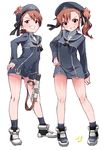  ass_visible_through_thighs brown_eyes brown_hair cosplay dress futami_ami futami_mami hat idolmaster idolmaster_(classic) kantai_collection multiple_girls sailor_dress shift_(waage) short_hair side_ponytail z1_leberecht_maass_(kantai_collection) z1_leberecht_maass_(kantai_collection)_(cosplay) z3_max_schultz_(kantai_collection) z3_max_schultz_(kantai_collection)_(cosplay) 