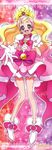  absurdres blonde_hair boots bow character_name cure_flora earrings full_body gloves go!_princess_precure happy haruno_haruka highres jewelry long_hair pink_bow precure smile solo 