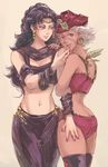  bad_id bad_pixiv_id battle_tendency black_hair bra brown_eyes chocoblood earrings esidisi feathers genderswap genderswap_(mtf) hand_on_another's_face hand_on_another's_hip headband headdress horns jewelry jojo_no_kimyou_na_bouken kars_(jojo) long_hair midriff multiple_girls nose_piercing nose_ring panties piercing red_eyes scarf stitches tongue tongue_out underwear underwear_only white_hair yuri 