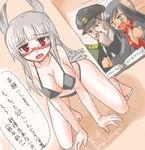  2girls :d all_fours animal_ears bikini bird_tail black_bikini black_hair blood blush breasts cleavage covered_nipples dog_ears fang federica_n_doglio gaijin_4koma green_eyes head_wings heidimarie_w_schnaufer higezamurai_(kurage_gunsou) large_breasts long_hair looking_at_viewer military military_uniform multiple_girls nosebleed open_clothes open_mouth open_shirt red_eyes shirt silver_hair smile swimsuit tail translation_request trevor_maloney twitter_username uniform world_witches_series 