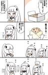  :d :t ahoge bare_shoulders comic commentary_request cookie eating food food_in_mouth food_on_face horn kantai_collection long_hair mittens multiple_girls northeastern_ocean_hime_(roshiakouji-chan) northern_ocean_hime northern_sea_hime_(roshiakouji-chan) open_mouth original ponytail roshiakouji-chan shinkaisei-kan shirt side_ponytail sleeveless sleeveless_shirt smile translation_request white_hair |_| 