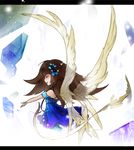  blue_dress closed_eyes deemo dress girl_(deemo) lestored_cro magnolia_(deemo) outstretched_hand smile wings 