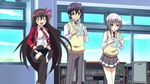  1boy 2girls animated animated_gif multiple_girls ore_no_nounai_sentakushi_ga_gakuen_love-comedy_wo_senryoku_de_jama_shiteru school_uniform 