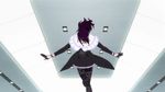  1girl animated animated_gif boots capelet jumping kirisaki_hana nisekoi patterned_legwear purple_hair solo 