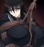  bad_id bad_pixiv_id bdsm black_hair black_serafuku bondage bound breast_bondage breasts highres huge_breasts kuro_senpai_to_kuro_yashiki_no_yami_ni_mayowanai long_hair rope school_uniform senpai_(kuro_senpai) serafuku shibari shibari_over_clothes solo youkou_(popokara) 