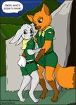  anthro belt breeze_(colorist) canine cub english_text fox green_eyes grope lagomorph male male/male mammal mike_sherman rabbit sweat tent text young 
