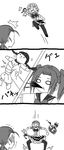  4koma blank_eyes blood blood_from_mouth comic crushing death falling gokukoku_no_brynhildr greyscale hatsuda_kitsuka jumping landing monochrome multiple_girls orange541 ponytail rurumi school_uniform silent_comic sketch tachibana_kana trembling twintails voodoo_doll what_if 