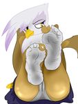  2015 anthro anthrofied avian beak camel_toe clothed clothing female fireclub foot_focus friendship_is_magic gilda_(mlp) gryphon hair my_little_pony panties plain_background plantigrade sitting socks solo underwear white_background 