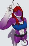  2015 abs anthro arun_(tokaido) bra breasts claws cleavage clothed clothing digital_media_(artwork) digitigrade dragon female hair horn navel plain_background red_hair scalie scar shorts smile solo standing tattoo tight_clothing toe_claws tokaido toned underwear white_background yellow_eyes 