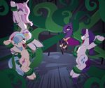  2015 coco_pommel_(mlp) equine eyes_closed female fleur_de_lis_(mlp) friendship_is_magic green_eyes group hair horn horse long_hair mammal mane-iac_(mlp) my_little_pony pony radiantrealm rarity_(mlp) red_eyes tentacles tickle_torture tickling unicorn 