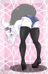  akukun anthro arctic_fox bow bulge butt canine clothing crossdressing eyeshadow fluff fluffy_tail fox girly hair high_heels legwear long_hair makeup male mammal prince_kizu purple_eyes shorts solo 