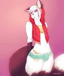  acus akukun anthro arctic_fox bulge canine clothing eyeshadow fluff fox hoodie makeup male mammal purple_eyes shorts solo 