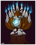  blue_fire canine doomington fire fox glowing glowing_eyes mammal miles_prower multiple_tails sonic_(series) 