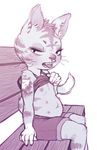  animal_crossing anthro bench breasts cat claws clothing crookedtrees exhibitionism facial_markings facial_piercing feline female fur mammal markings monochrome multi_nipple navel nintendo nipples nose_piercing nose_ring outside partially_clothed piercing plain_background shorts solo tabby_(animal_crossing) tattoo teeth tongue tongue_out tongue_piercing video_games whiskers white_background 