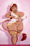  2015 animal_ears anthro areola big_breasts breasts camel_toe corruption_of_champions erect_nipples excellia_(coc) female horn huge_breasts lactating milk minotaur nipple_piercing nipples piercing pussy pussy_juice solo spindlesx wet_pussy 