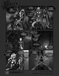  2015 armor black_and_white cave comic eliana-asato feline female forest ilria ker lizard magic mammal monochrome patreon payoff reptile scalie sword tree weapon 